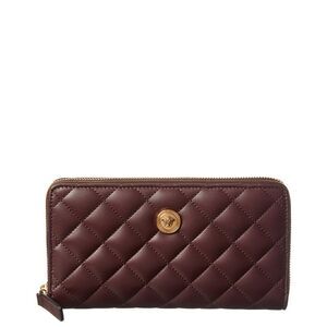 Versace Quilted Leather Zip Around Wallet, Brown